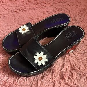 COACH vintage leather wedge sandals